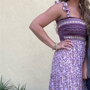 Smocked Ruffle Sleeve Maxi